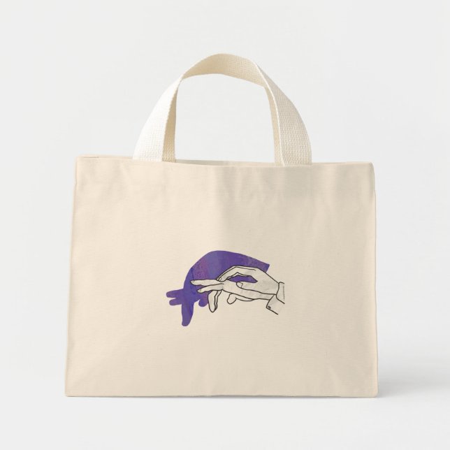 Hand Silhouette Anteater Purple Mini Tote Bag (Front)