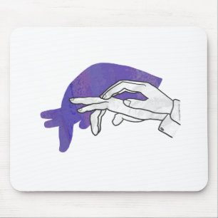 Hand Silhouette Anteater Purple Mouse Mat