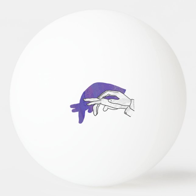 Hand Silhouette Anteater Purple Ping Pong Ball (Back)