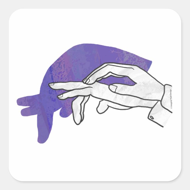 Hand Silhouette Anteater Purple Square Sticker (Front)