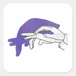 Hand Silhouette Anteater Purple Square Sticker