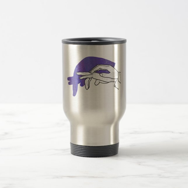 Hand Silhouette Anteater Purple Travel Mug (Center)