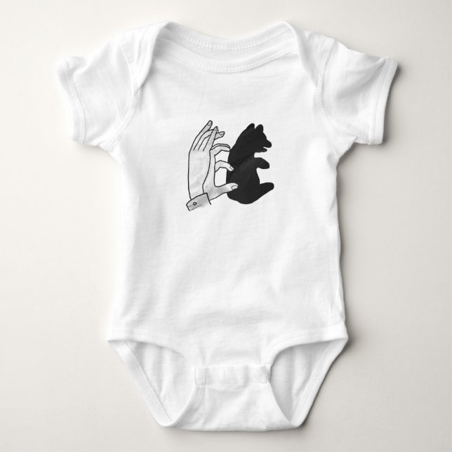 Hand Silhouette Bear Cub Baby Bodysuit (Front)
