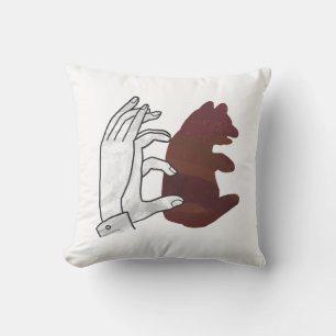 Hand Silhouette Bear Cub Brown Cushion