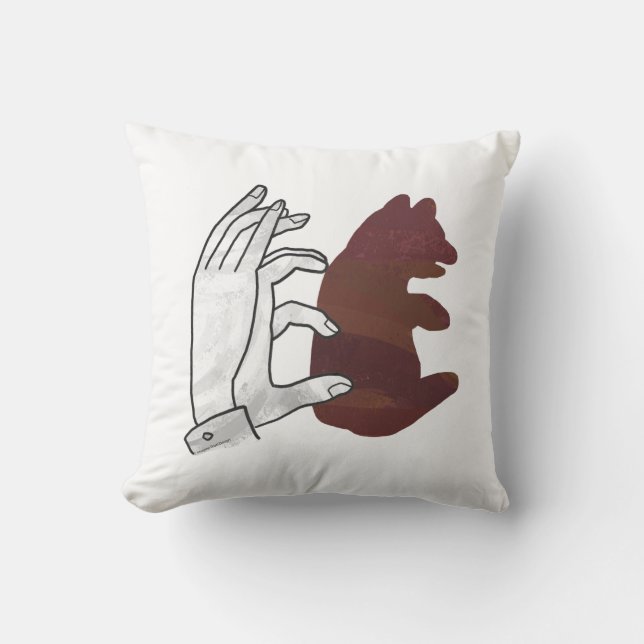 Hand Silhouette Bear Cub Brown Cushion (Front)