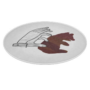 Hand Silhouette Bear Cub Brown Cutting Board