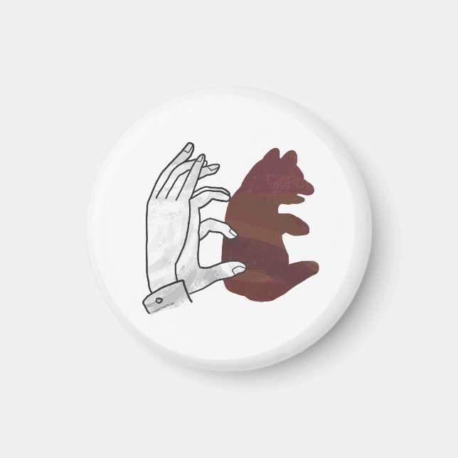 Hand Silhouette Bear Cub Brown Magnet (Front)