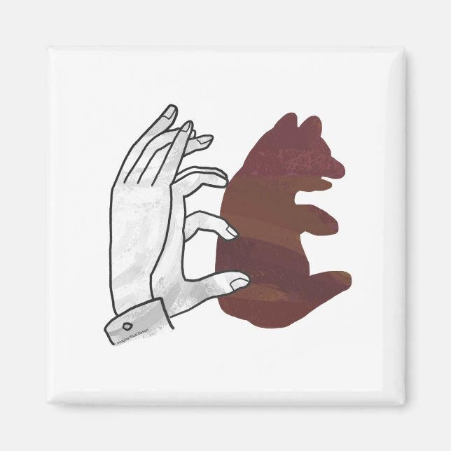 Hand Silhouette Bear Cub Brown Magnet (Front)