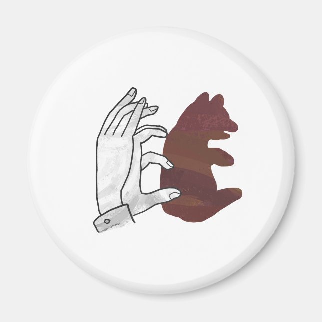 Hand Silhouette Bear Cub Brown Magnet (Front)