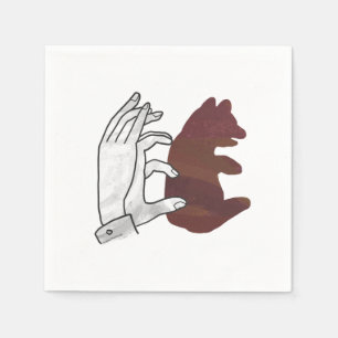 Hand Silhouette Bear Cub Brown Napkin