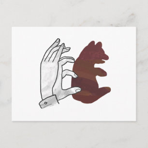 Hand Silhouette Bear Cub Brown Postcard