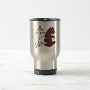 Hand Silhouette Bear Cub Brown Travel Mug