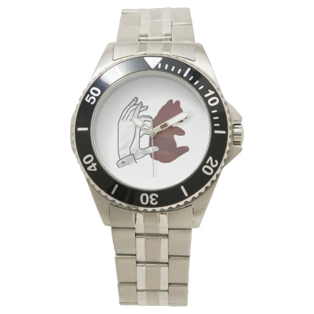 Hand Silhouette Bear Cub Brown Watch (Front)