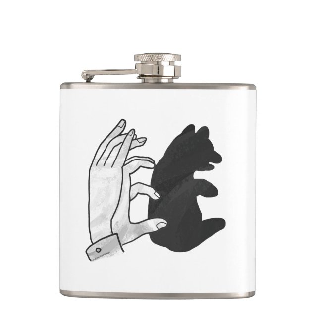 Hand Silhouette Bear Cub Hip Flask (Front)