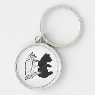 Hand Silhouette Bear Cub Key Ring