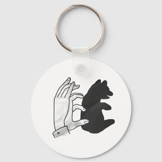 Hand Silhouette Bear Cub Key Ring (Front)