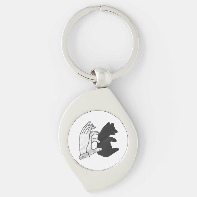Hand Silhouette Bear Cub Key Ring (Front)