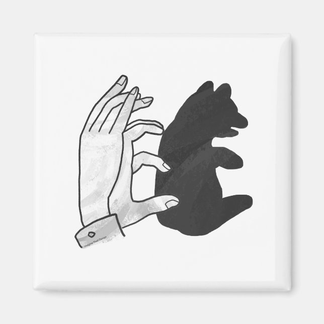Hand Silhouette Bear Cub Magnet (Front)