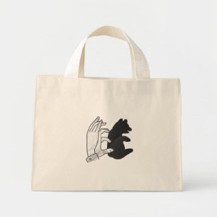 Hand Silhouette Bear Cub Mini Tote Bag