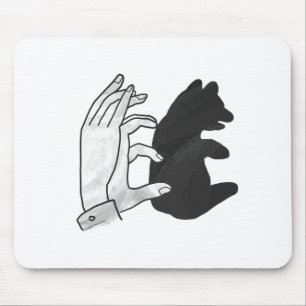 Hand Silhouette Bear Cub Mouse Mat