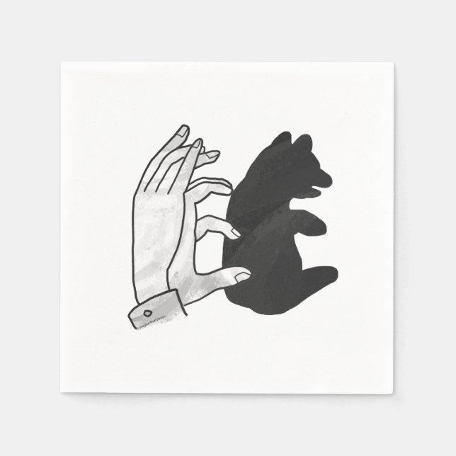 Hand Silhouette Bear Cub Napkin (Front)