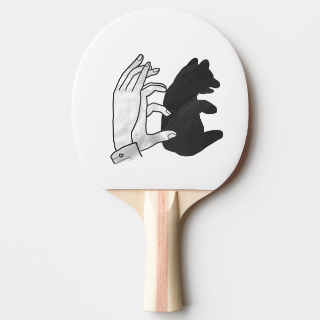 Hand Silhouette Bear Cub Ping Pong Paddle (Front)
