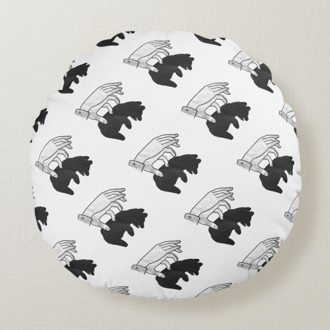 Hand Silhouette Bear Cub Round Cushion (Front)