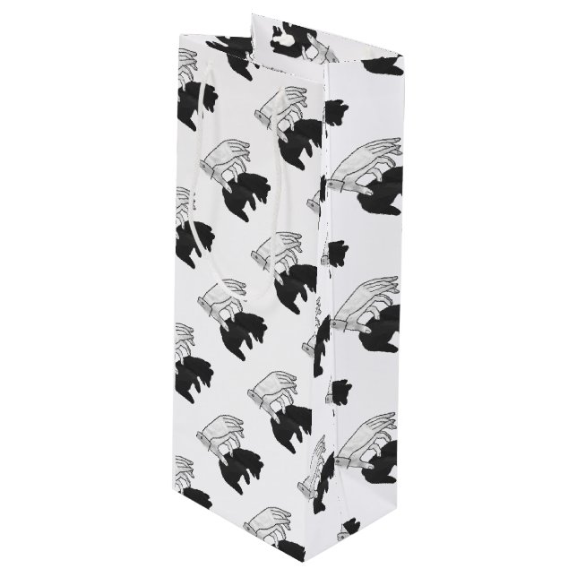 Hand Silhouette Bear Cub Wine Gift Bag (Front Angled)