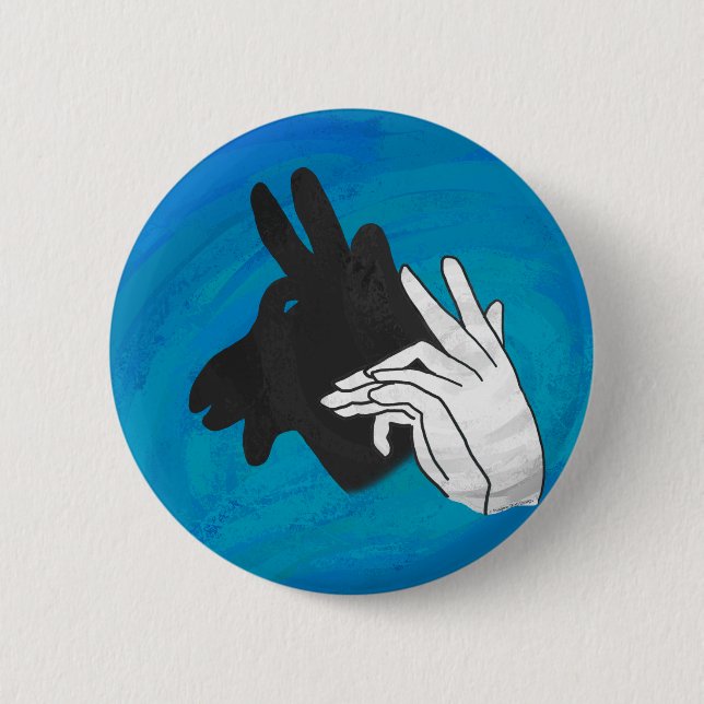 Hand Silhouette Billy Goat Blue 6 Cm Round Badge (Front)