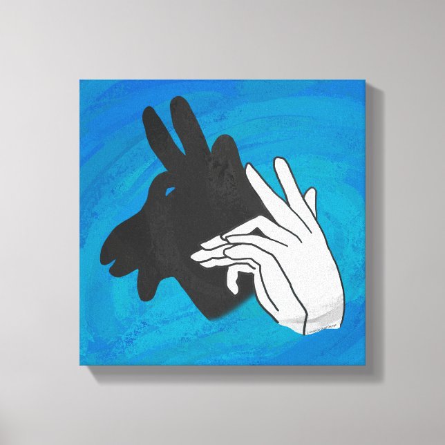 Hand Silhouette Billy Goat Blue Canvas Print (Front)