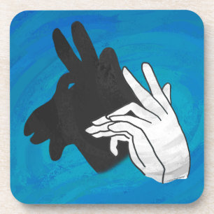 Hand Silhouette Billy Goat Blue Coaster