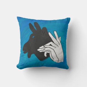 Hand Silhouette Billy Goat Blue Cushion