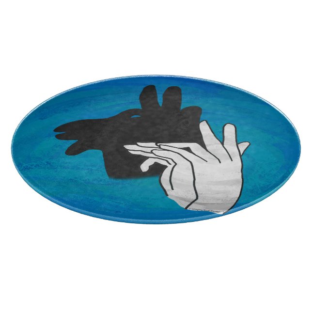 Hand Silhouette Billy Goat Blue Cutting Board (Corner)