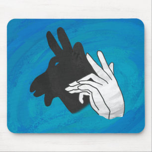 Hand Silhouette Billy Goat Blue Mouse Mat