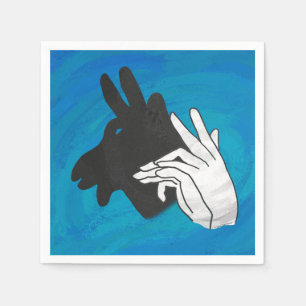 Hand Silhouette Billy Goat Blue Napkin