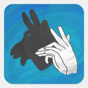 Hand Silhouette Billy Goat Blue Square Sticker