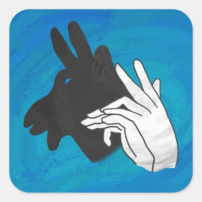 Hand Silhouette Billy Goat Blue Square Sticker (Front)