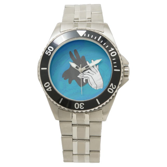 Hand Silhouette Billy Goat Blue Watch (Front)