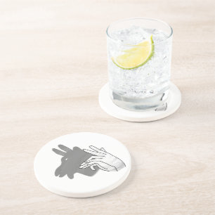 Hand Silhouette Billy Goat Gray Coaster