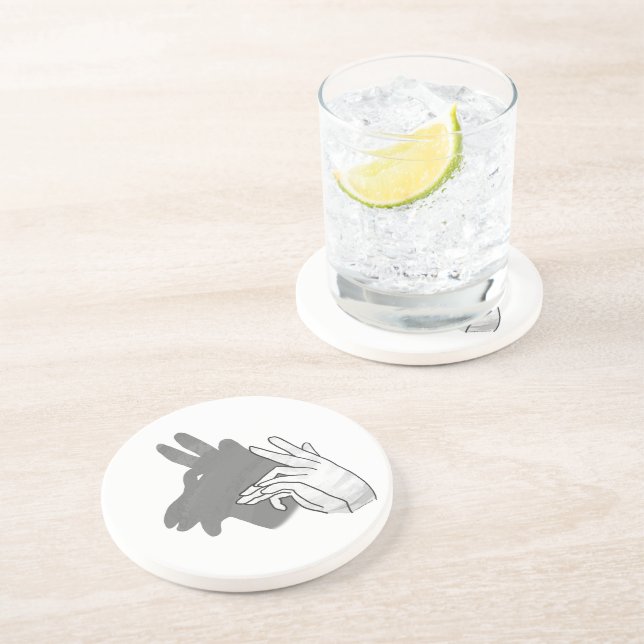 Hand Silhouette Billy Goat Gray Coaster (Side)