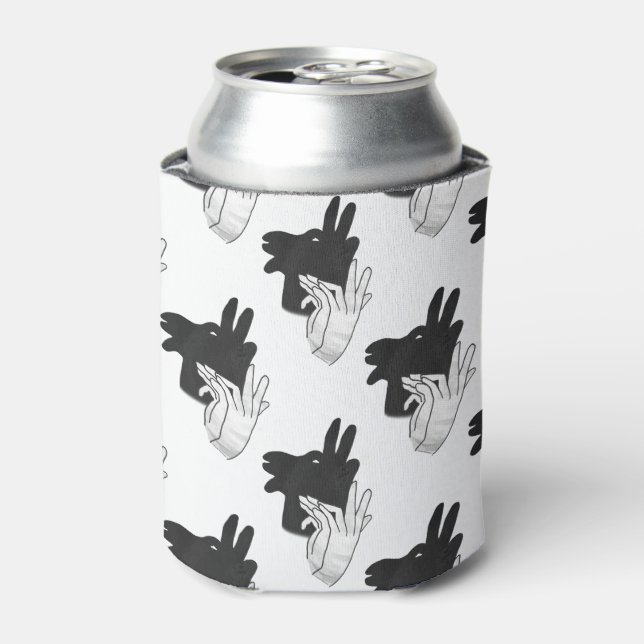 Hand Silhouette Billy Goat Grey Can Cooler (Can Front)