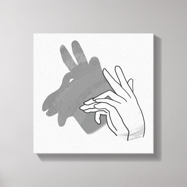 Hand Silhouette Billy Goat Grey Canvas Print (Front)
