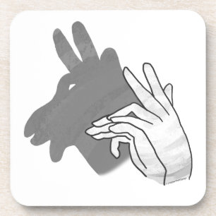 Hand Silhouette Billy Goat Grey Coaster