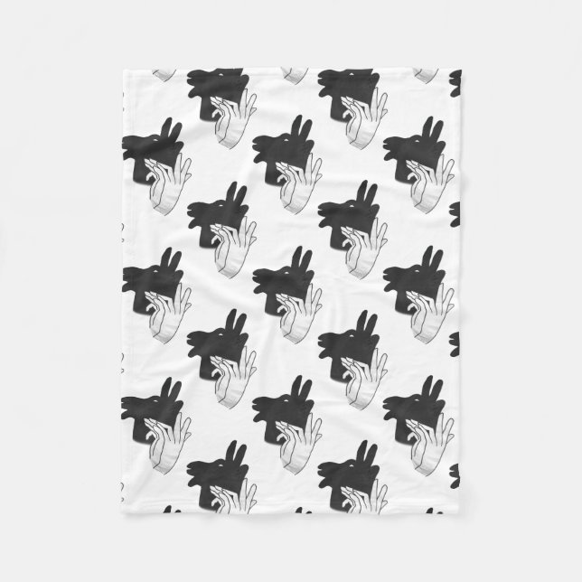 Hand Silhouette Billy Goat Grey Fleece Blanket (Front)