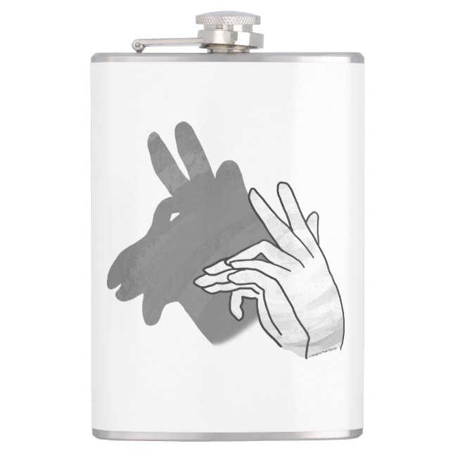 Hand Silhouette Billy Goat Grey Hip Flask (Front)
