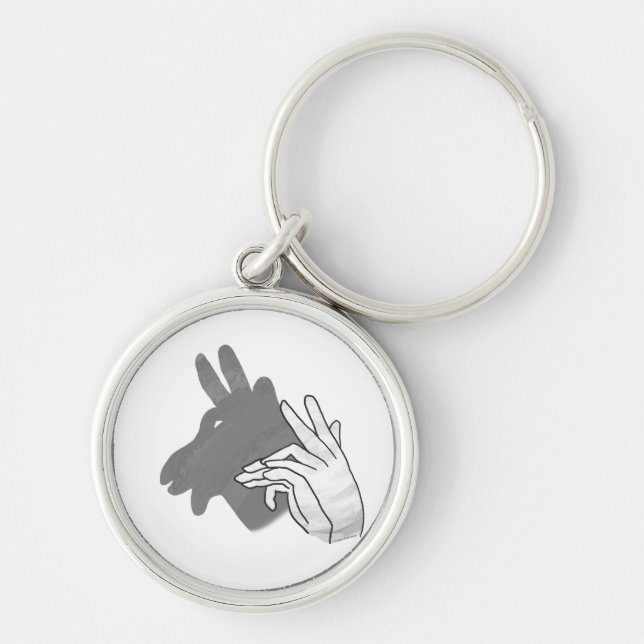 Hand Silhouette Billy Goat Grey Key Ring (Front)