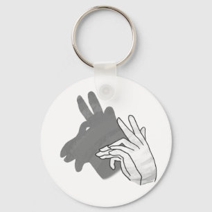 Hand Silhouette Billy Goat Grey Key Ring