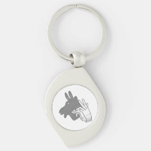 Hand Silhouette Billy Goat Grey Key Ring