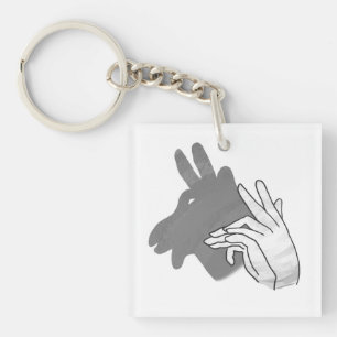 Hand Silhouette Billy Goat Grey Key Ring