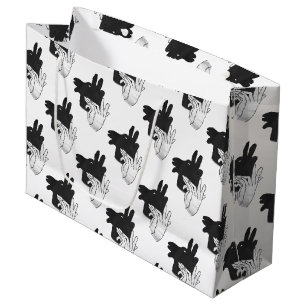 Hand Silhouette Billy Goat Grey Large Gift Bag